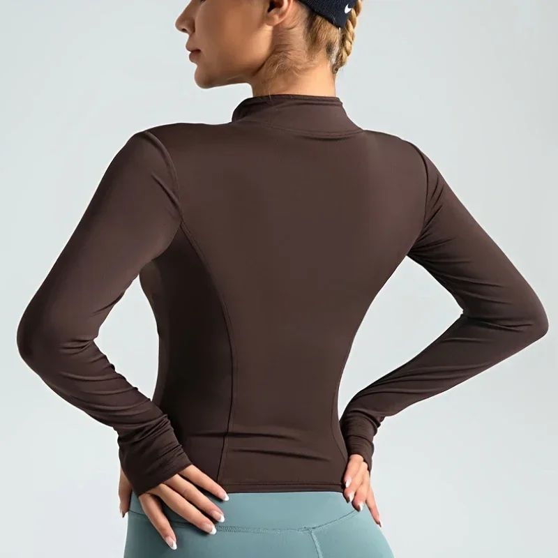 S-3XL New Style Workout Jacket Women Seamless Sports Outerwear Yoga Running Coat Stretchy Zip Up Gym Wear Slim Fit Breathable