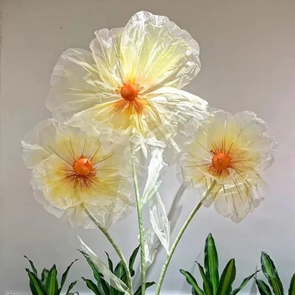 190cm Artificial Flowers Wedding Decor Props Road Lead Flower Silk Yarn Flower Poppy Window Display Garden Decoration Home Decor