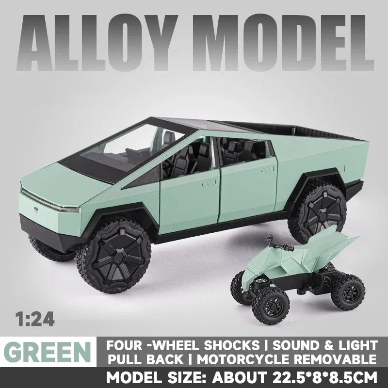 Alloy Model Carro 1:24 Diecast Miniatura Metal Picape Veículo Presente de Aniversário para Crianças Colecionáveis Van Caminhão Tesla Cybertruck Brinquedo para Meninos