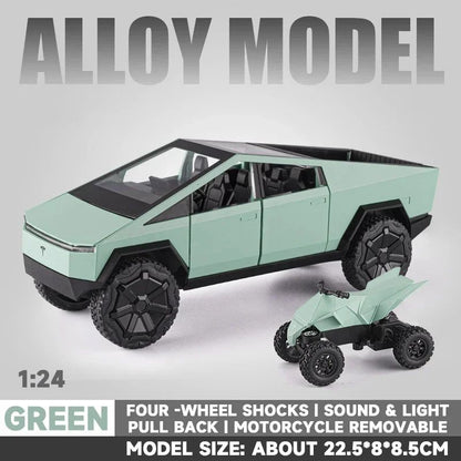 Alloy Model Carro 1:24 Diecast Miniatura Metal Picape Veículo Presente de Aniversário para Crianças Colecionáveis Van Caminhão Tesla Cybertruck Brinquedo para Meninos