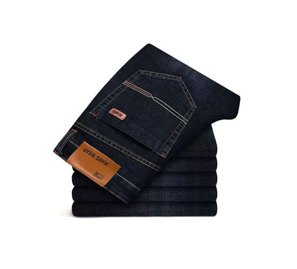 2025 Spring Autumn New Men's Jeans Casual Straight Stretch Fashion Classic Blue Black Work Denim Trousers Male Brand Clothing