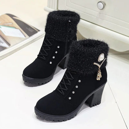 Women Boots Winter Designer High Heels Shoes for Women 2024 New Short Plush High Platform Ankle Boots Elegant Botas Mujer