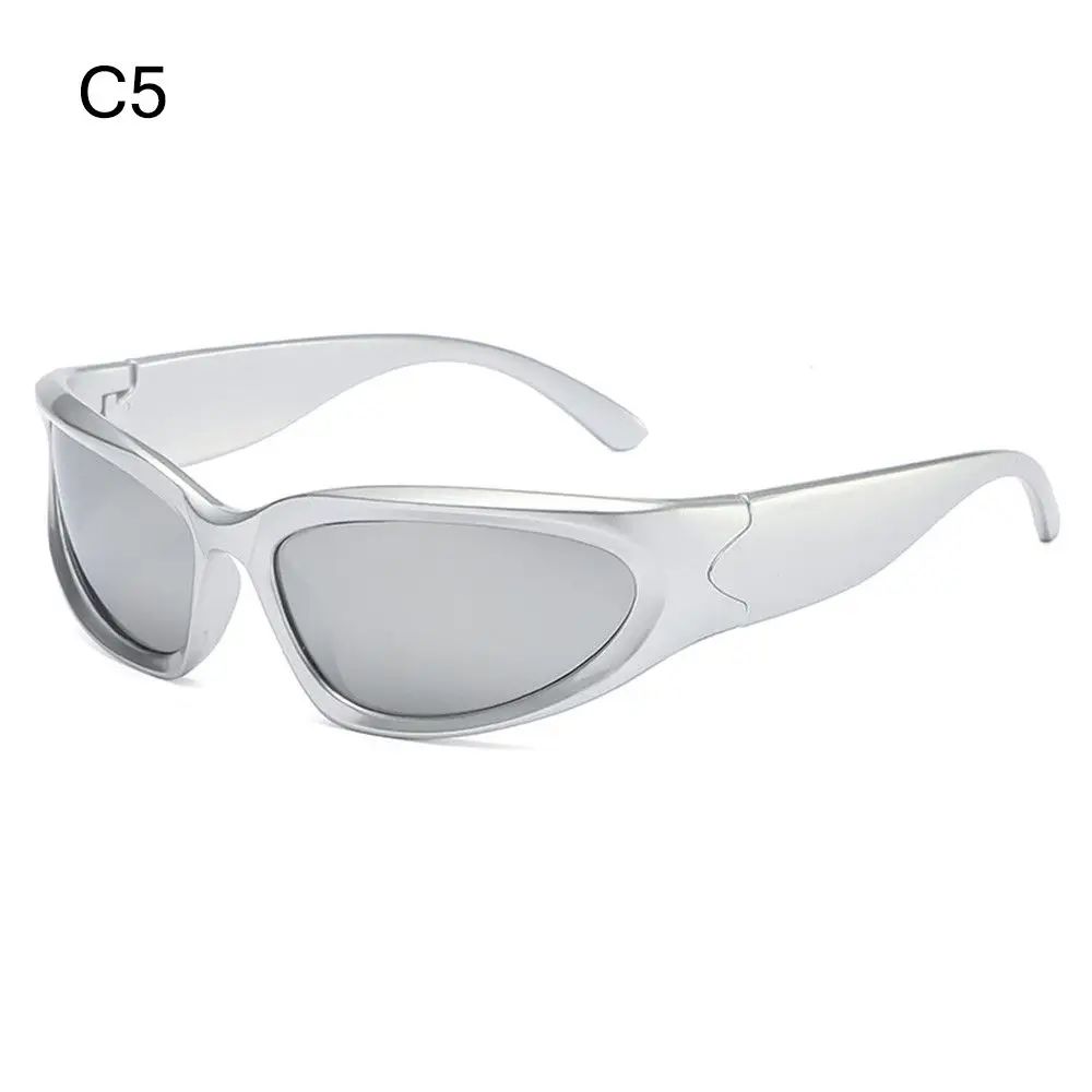 New Y2K Rimless Punk Sunglasses Goggle Women Men Luxury Brand Wrap Around Sun Glasses Five Star Eyewear Sports One Piece Shades