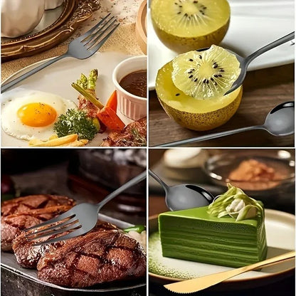 24/48pcs Stainless Steel Cutlery Set Dishwasher Safe Home Kitchen, Parties Holidays  Includes Forks, Knives, Spoons