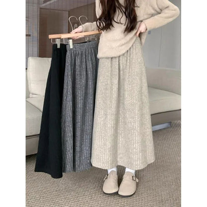 Plus Size Women's Fleece-Lined Thickened Skirt High-Waisted Slimming Medium-Length A- Line Korean Style New Arrival For Autumn/W