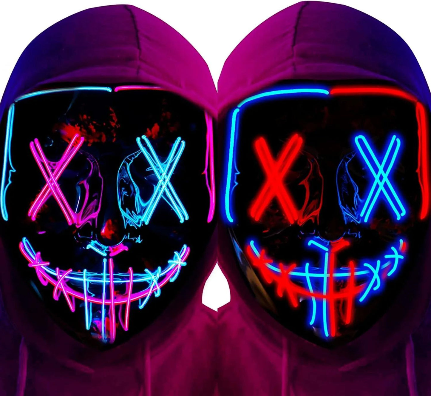 Poptrend Halloween Mask LED Light up Mask Scary mask for Festival Cosplay Halloween Costume Masquerade Parties Carnival Gift