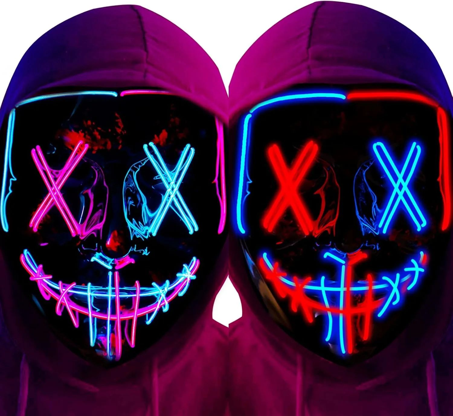 Poptrend Halloween Mask LED Light up Mask Scary mask for Festival Cosplay Halloween Costume Masquerade Parties Carnival Gift