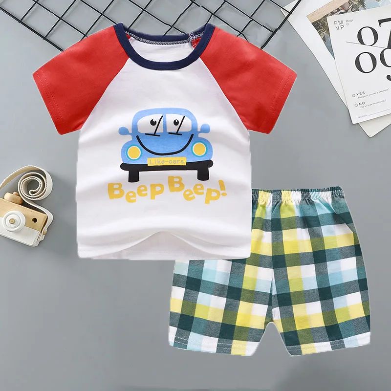 Conjuntos Infantis Mãe e Filhos Roupas Menino Menina Camiseta Shorts 2PÇS Verão Algodão Manga Curta Roupas de Bebê Infantil Terno