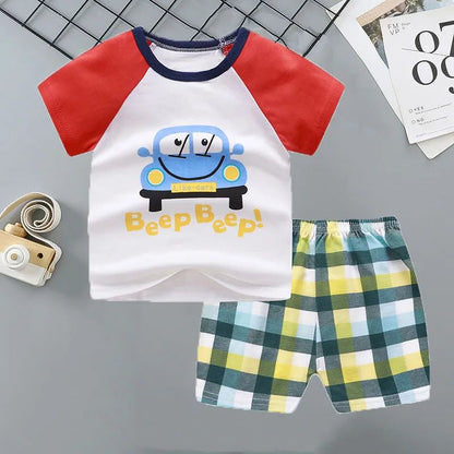 Conjuntos Infantis Mãe e Filhos Roupas Menino Menina Camiseta Shorts 2PÇS Verão Algodão Manga Curta Roupas de Bebê Infantil Terno