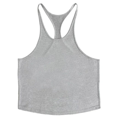 Plain Gym Fitness Bodybuilding Muscle Tank Tops Mens Running Sport Sleeveless Y-back Vests Summer Cool Cotton Breathable Shirts