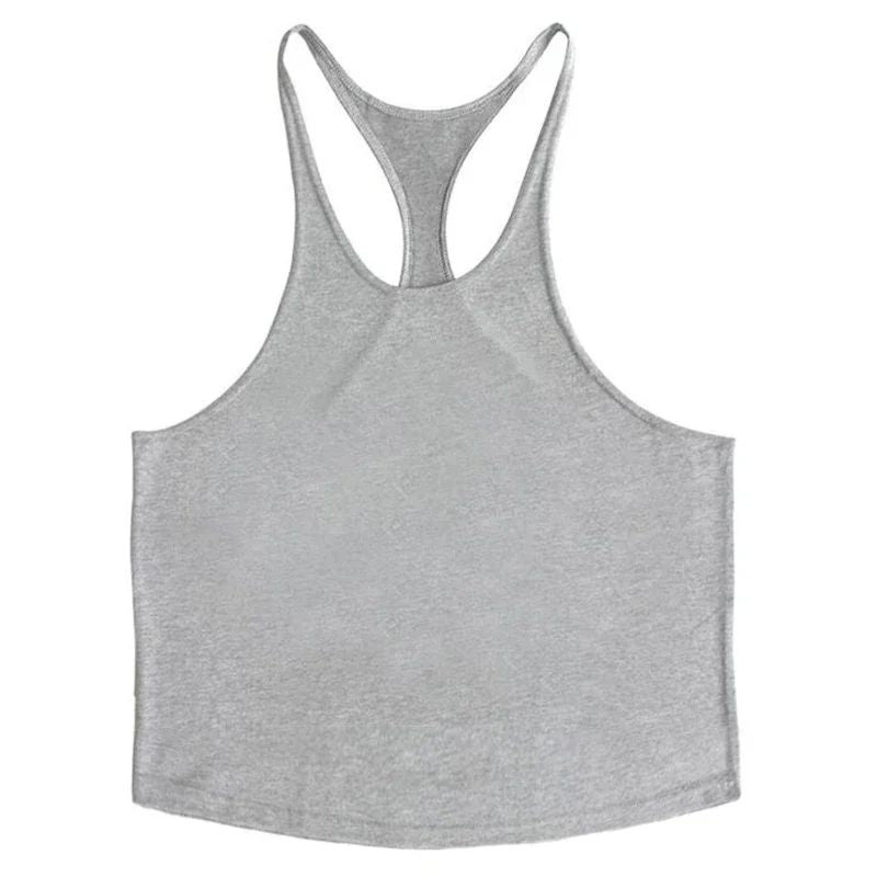 Plain Gym Fitness Bodybuilding Muscle Tank Tops Mens Running Sport Sleeveless Y-back Vests Summer Cool Cotton Breathable Shirts