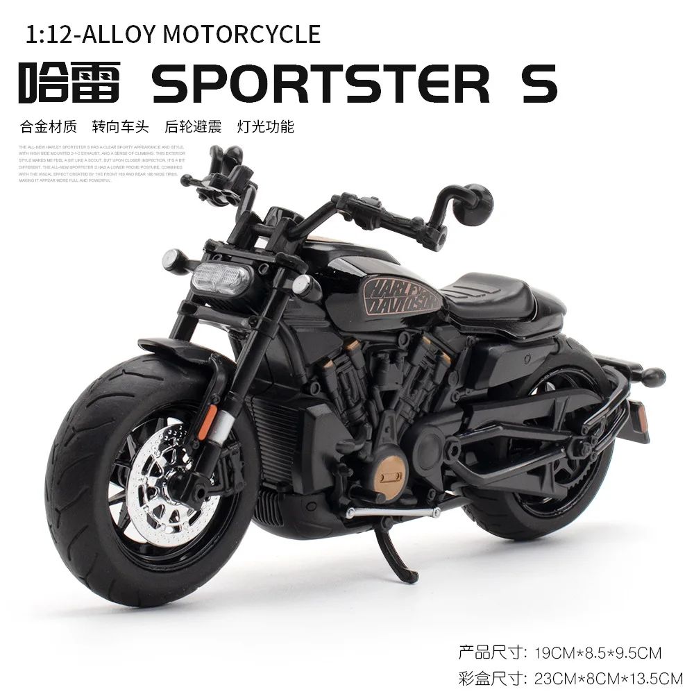 1:12 Harley SPORTSTER S Moto Alta Simulação Liga de Metal Fundido Modelo de Carro Coleção de Luz e Som Brinquedos Infantis Presentes M41
