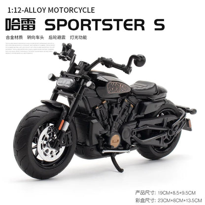 1:12 Harley SPORTSTER S Moto Alta Simulação Liga de Metal Fundido Modelo de Carro Coleção de Luz e Som Brinquedos Infantis Presentes M41