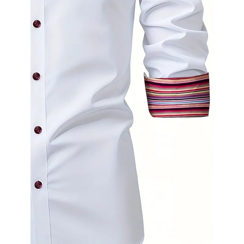 Men Tuxedo Shirt Brand New Men's Fashion Striped Long Sleeve Elastic Shirt Four Season Male Smart Casual Shirts