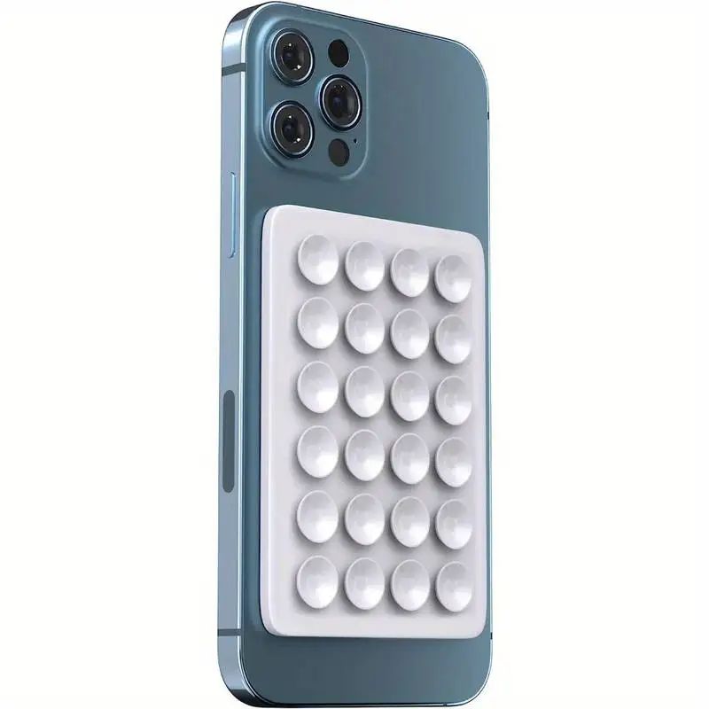 Tapete de Silicone com Sucção para Celular, Suporte de Parede Multifuncional com Ventosa, Quadrado Antiderrapante, Suporte de Celular de Lado Único, Adesivo Traseiro