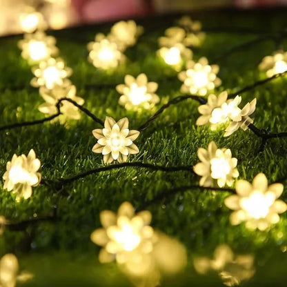 12m Solar Snowflake LED String Lights Fairy Lights Garland Outdoor New Year Christmas Tree Home Garden Decorations Lamp