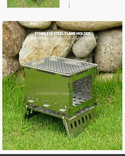 Home Electric Outdoor Folding Card Stove Grill Camping Windproof Incinerator Portable Charcoal Fire Wood Fire Grill