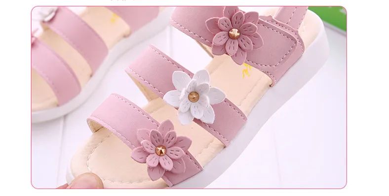 Girls Sandals Gladiator Flowers Sweet Soft Children Beach Shoes Kids Summer Floral Sandals Princess Fashion Cute High Quality