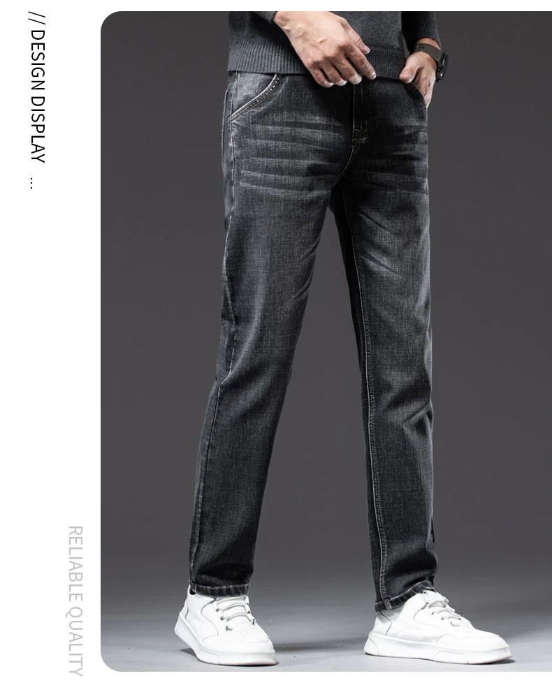 Autumn Winter New Business Men's Jeans Classic Fashion Stretch Washed Casual Denim Trousers Comfortable Straight Male pants