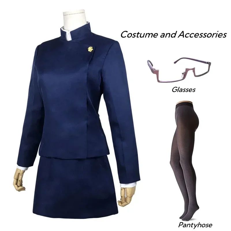 Jujutsu Kaisen Maki Zenin Cosplay Costume Maki Zenin Glasses Wig Top Skirts Full Set Maki Halloween  Party Uniform for Women Men