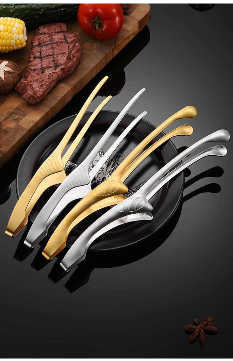 304 Stainless Steel Food Tongs Long Handle Non-slip Barbecue Tongs Steak Tongs Kitchen Cooking Tools Kitchen Accessories