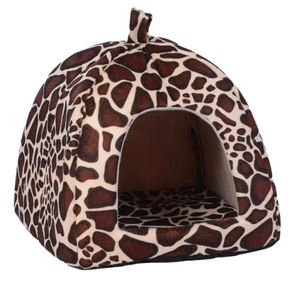 Tenda Casinha de Cachorro Gato Leopardo Morango Macia Casinha de Cachorro Canil Inverno Quente Almofada Cesta Cama de Animais de Estimação Caverna Suprimentos para Animais de Estimação