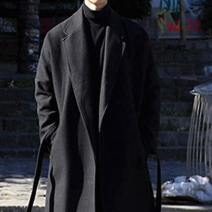 Stylish Men Coat Suit Collar Coat Stylish Men's Loose Casual Long Coat Trendy Autumn Winter Overcoat for Off-duty Office Look