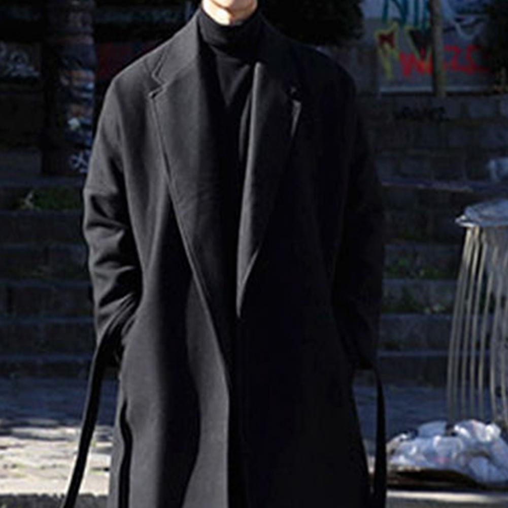 Stylish Men Coat Suit Collar Coat Stylish Men's Loose Casual Long Coat Trendy Autumn Winter Overcoat for Off-duty Office Look