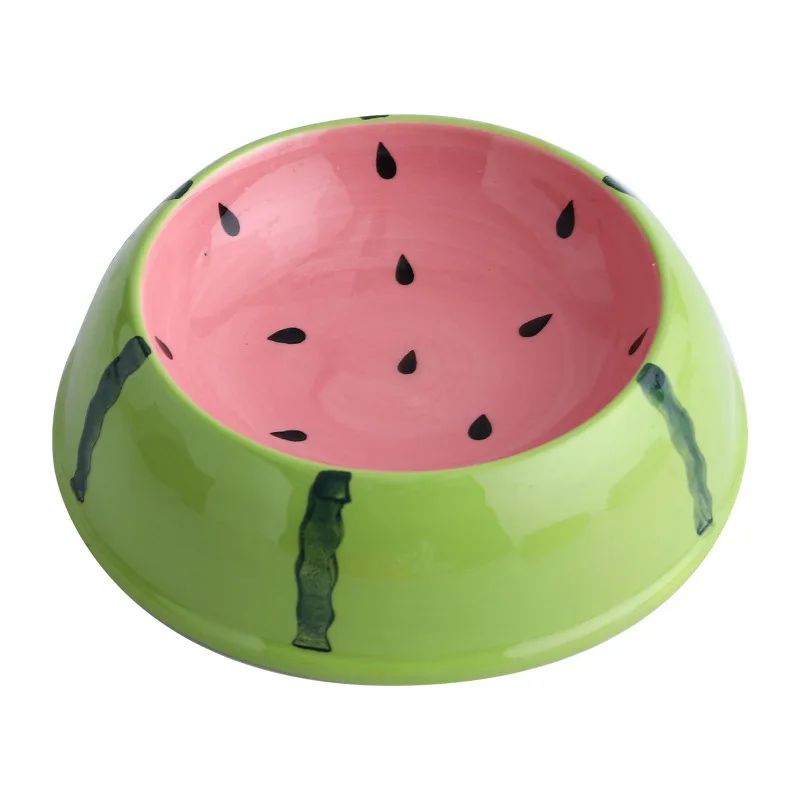 4 tigelas fofas de cerâmica para pets, tigelas em formato de melancia e morango para gatos, tigelas coloridas para cães pequenos, fornecedores de água, tigela para gatos