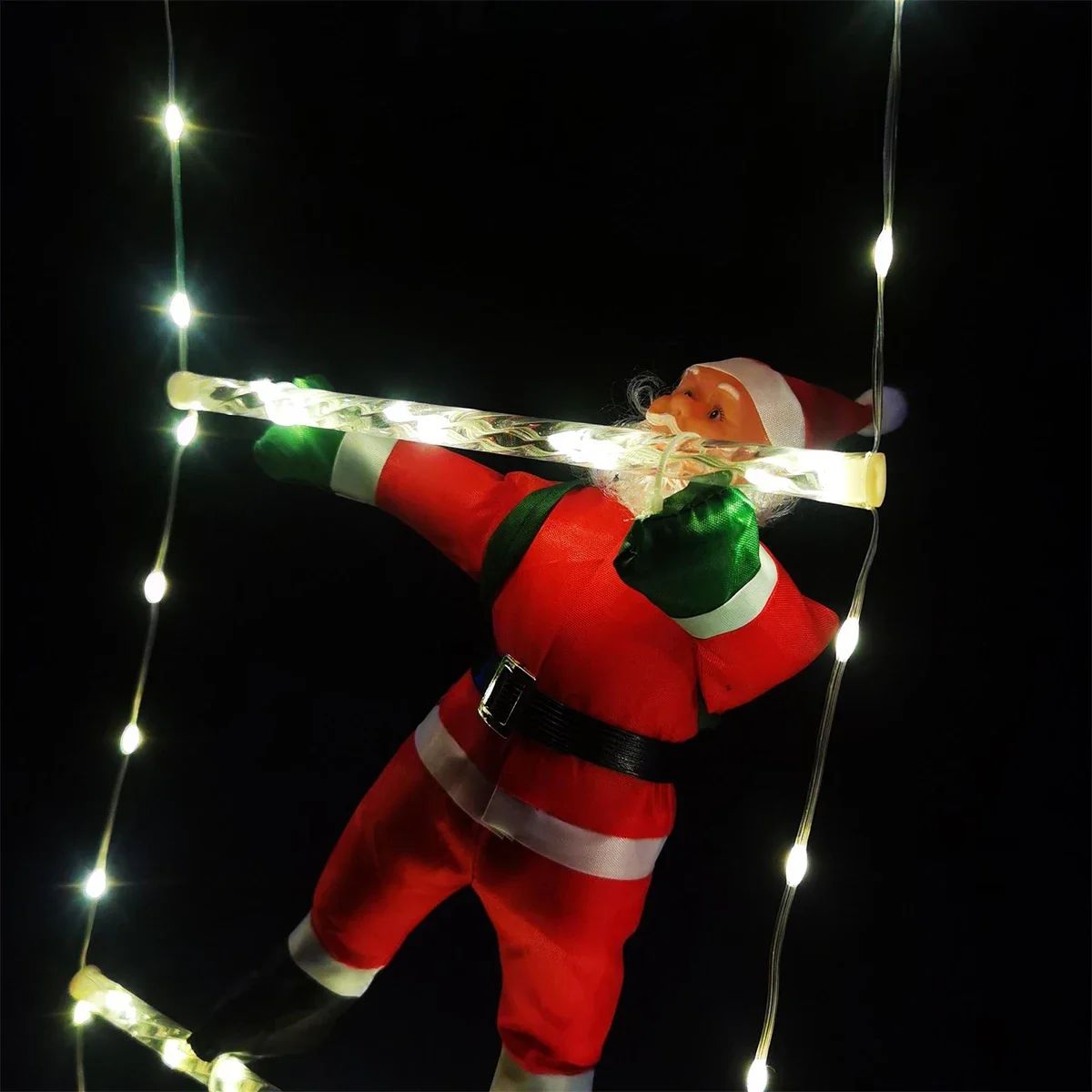 Decoração de Natal Luz Quente Casa Jardim Árvore de Natal Enfeite Presente Conector USB 3M Papai Noel Subindo Escada