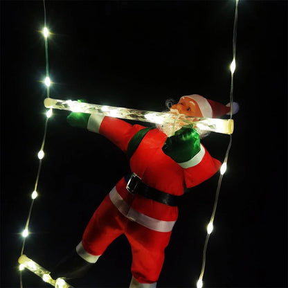 Decoração de Natal Luz Quente Casa Jardim Árvore de Natal Enfeite Presente Conector USB 3M Papai Noel Subindo Escada