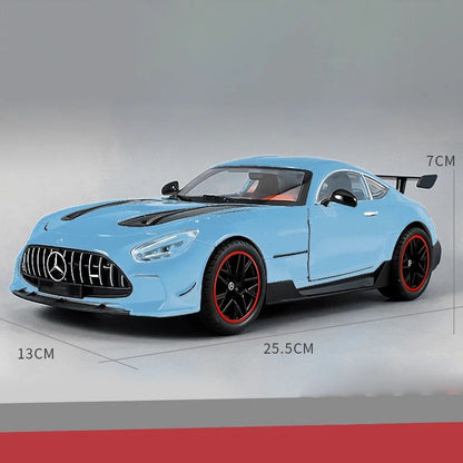 Grande 1:18 Mercedes Benz GTR Miniatura de Carro de Liga Leve Coleção Simulação Diecast Som e Luz Veículo Brinquedos Carro Para Presentes Infantis