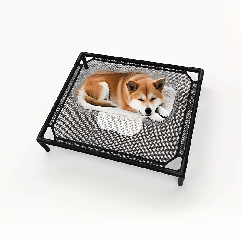 Cama Elevada para Cães Refrigerante - Cama de Berço Elevada para Cães, Berço para Animais de Estimação com Malha Durável e de Apoio, para Uso Interno e Externo, Preto, Cama Pequena para Animais de Estimação