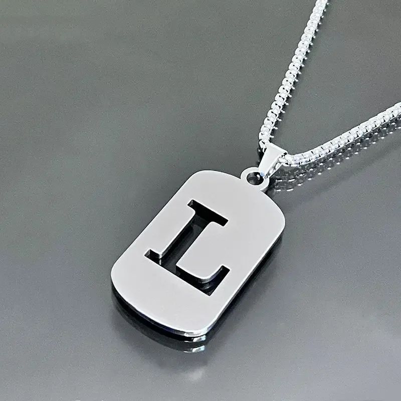 Colares de pingente de aço inoxidável com letra inicial A-Z da moda punk para homens e mulheres, atacado, joias, colar, joias góticas