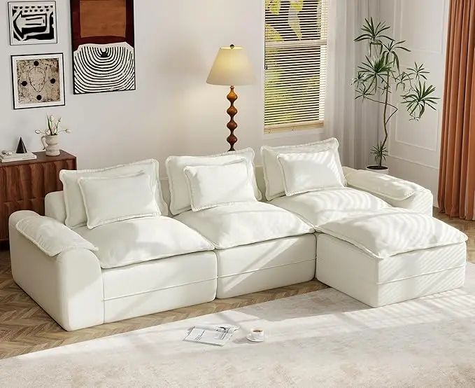 Cloud Modular Sectional Sofa L-Shaped Large Seater with Ottoman Removable Cover Comfortable Living Room Furniture