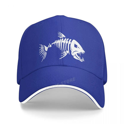 Men Outdoor Fishing Cap Fishing Hat Baseball Golf Hunting Cap With Cartoon Fish Bones Snapback Hat