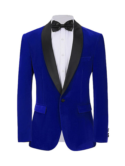 ?Velvet Elegance?Men's Single-Breasted Blazer | Long Sleeve Formal Jacket for Weddings, Business & Events
