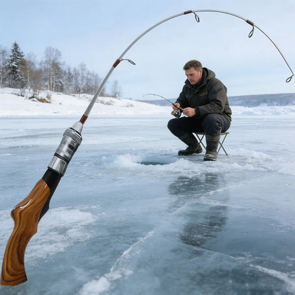 Portable Ice Fishing Rod, Detachable Plug-in Fishing Rod, Ultralight Sensitive Winter Fishing Pole for Ice Fishing