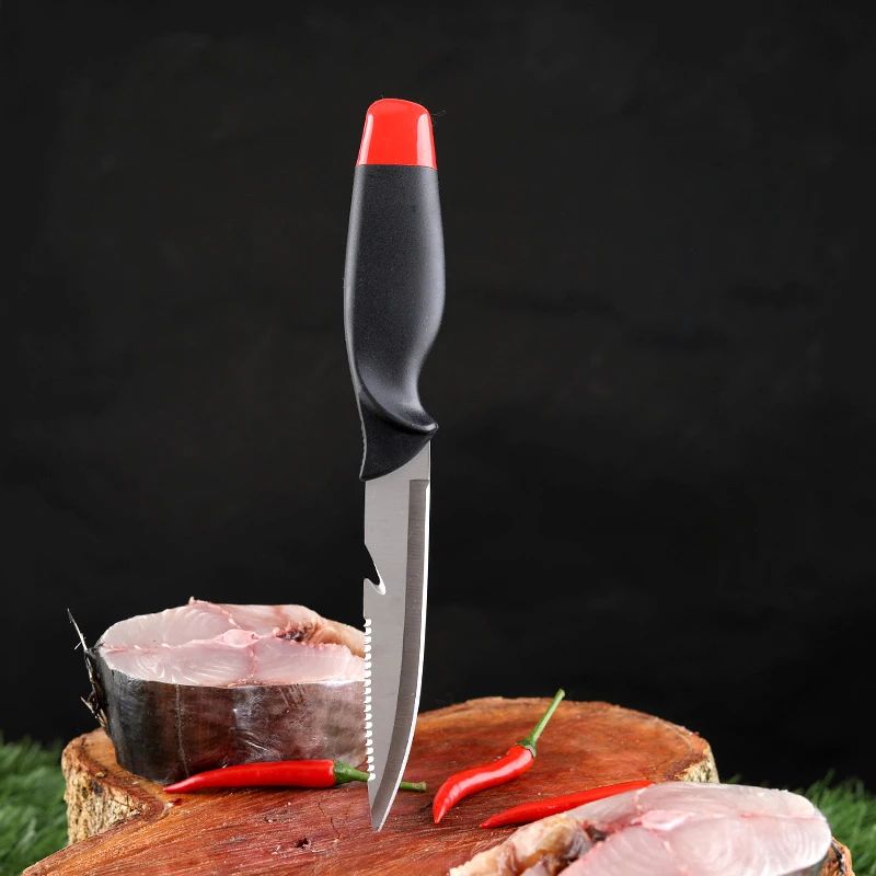 Faca Afiada para Peixe Cabo Oco de Plástico Faca de Filé de Peixe Faca de Desossar Aço Inoxidável Cutelo de Carne Descascador de Frutas de Cozinha