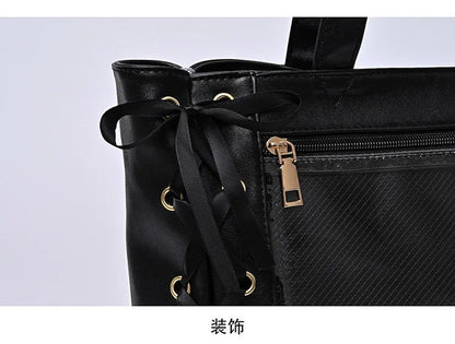 Japanese Kawaii Girls Itabag Large Capacity PU Leather Shoulder Bag Bow Ribbon Lolita JK Handbags Ita Bag Y2K Handbags Purse