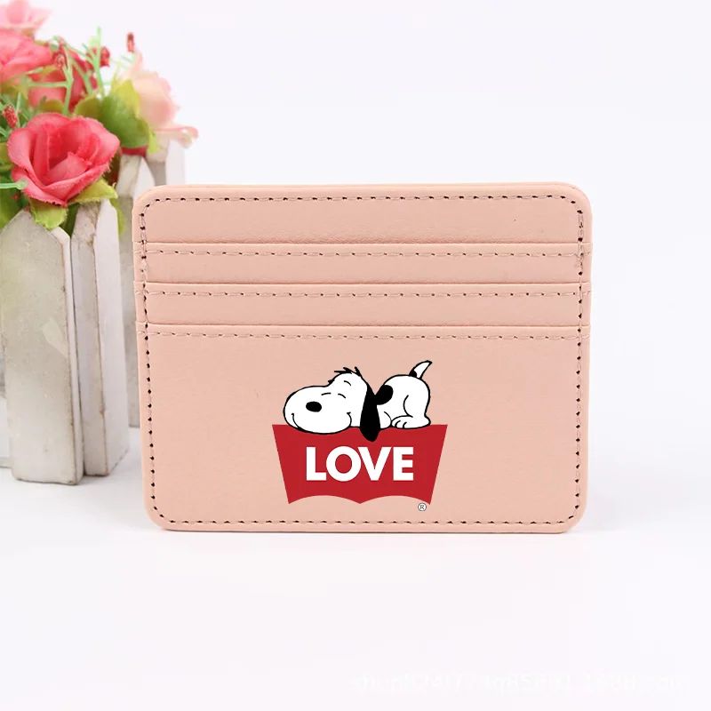 Snoopy Coin Purse Peanuts Anime Credit Card Holder Passport PU Wallet ID Cards Cover Case Bag Kids Men Woman Birthday Gift