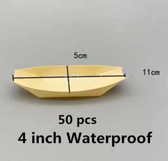 50 100pcs Sushi shushi Wood Boat Natural bamboo Disposable Kayak Salad Dessert Pine cake Boat Snack Bowl mat sushi plate tray