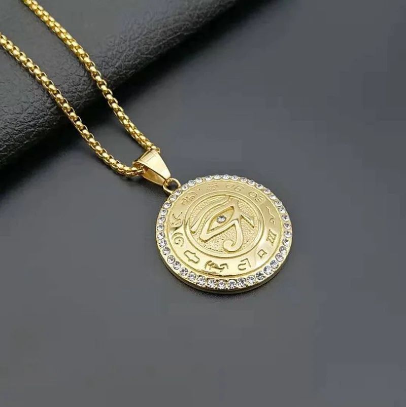 Eye of Horus, Eye of God Necklace, Rotatable Evil Eye Pendant, Men's Trendy Retro Weird Egyptian Amulet Jewelry