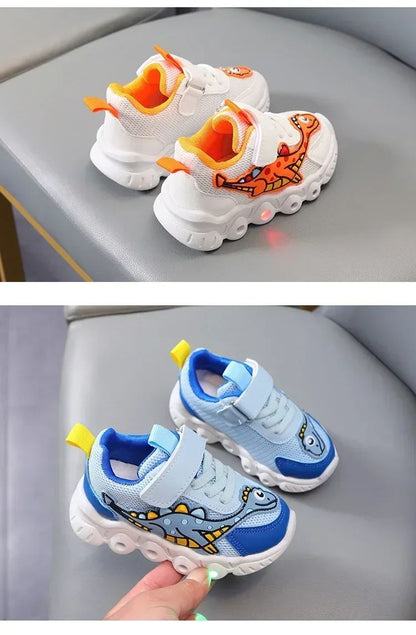 LED Children Cute Cartoon Boys Casual Sneaker for Children Shoes Girl Mesh Breathable Lighting Shoes Baby Illuminated Shoe