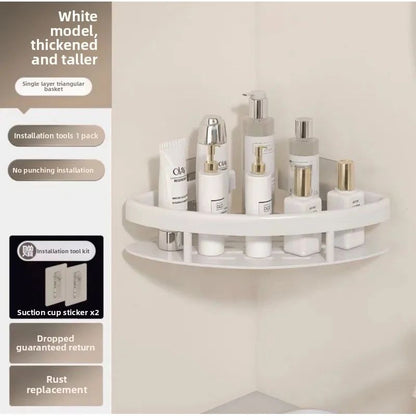 Non Perforated White Triangular Bathroom Shelves Storage Rack Toilet Corner Shower Storage Rack Bathroom Corner Rack Accessories