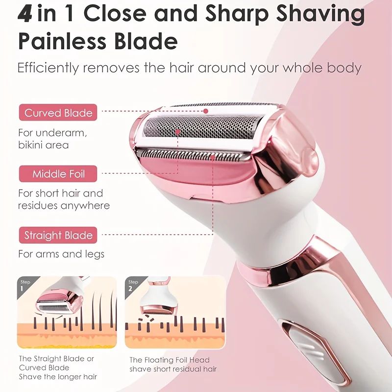 4-in-1 ladies 'multifunctional electric hair remover set Ladies bikini trimmer USB charging eyebrows nose hair face leg portable