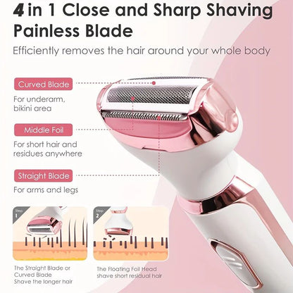 4-in-1 ladies 'multifunctional electric hair remover set Ladies bikini trimmer USB charging eyebrows nose hair face leg portable