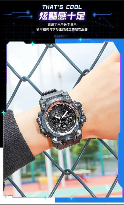 Hot shopping Teenage Men's Junior High School Student Fashion Trend Black Technology Sports Glow Men's Electronic Watch