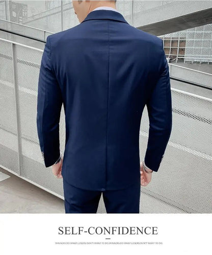 Suit S-7XL (Blazer+ Waistcoat + Trousers) Men's Fashion Business Dinner Gentleman Slim British-style Evening Dress Group Suit