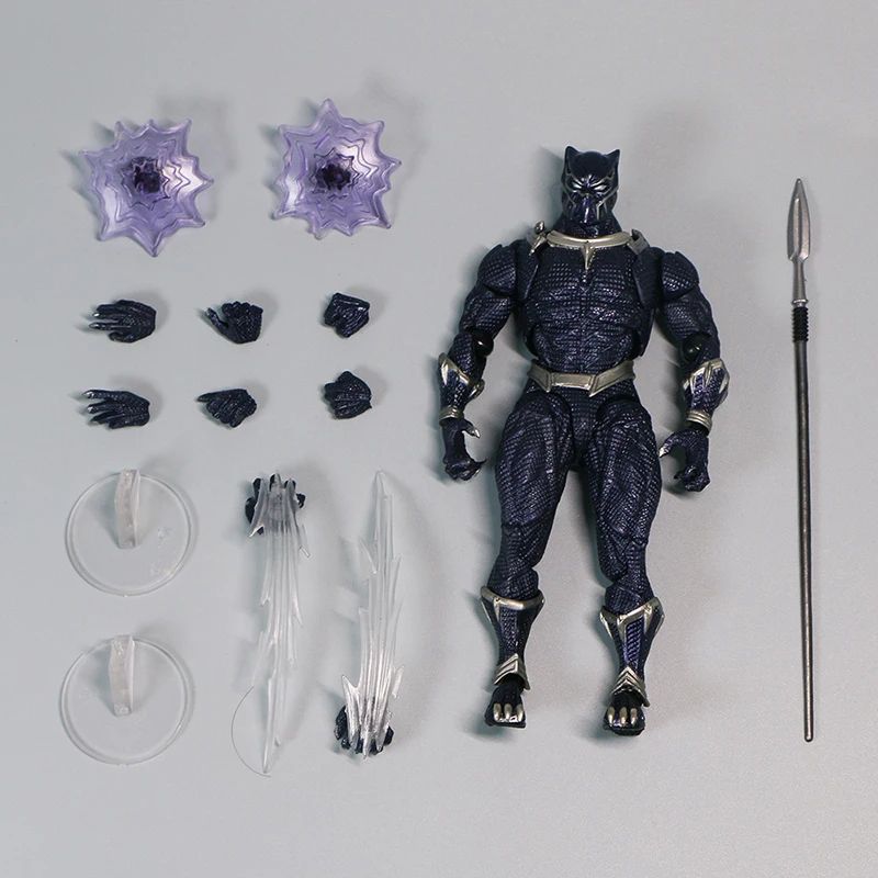 Amazing Yamaguchi Black Panther Action Figure Collection Model 15cm Kaiyodo Revoltech #030 Marvel T Challa Movable Figurine Toys